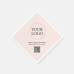 Enkel rosabränd logotyp QR-kod för företag Pappersservett