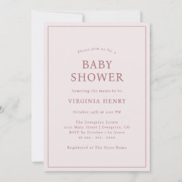 Enkel rosabruten baby shower-inbjudan inbjudningar
