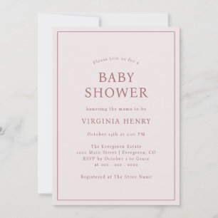 Enkel rosabruten baby shower-inbjudan inbjudningar