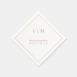 Enkel Rosapink Monogram Elegant Bröllop Pappersservett