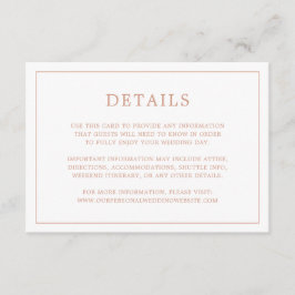 Enkel rosapink monogram elegant bröllopsinbjudan tilläggskort