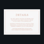 Enkel rosapink monogram elegant bröllopsinbjudan tilläggskort<br><div class="desc">Enkel bröllopsbiljett med modern men elegant design med dina detaljer omgivna av en tunn ram. All text är i roséguld på vit bakgrund. Teckensnitt och bakgrundsfärger kan ändras till valfri färg genom att klicka på "anpassa"-knappen. En chic och stilren design som passar perfekt för ett minimalistiskt par.</div>