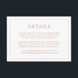 Enkel rosapink monogram elegant bröllopsinbjudan tilläggskort<br><div class="desc">Enkel bröllopsbiljett med modern men elegant design med dina detaljer omgivna av en tunn ram. All text är i roséguld på vit bakgrund. Teckensnitt och bakgrundsfärger kan ändras till valfri färg genom att klicka på "anpassa"-knappen. En chic och stilren design som passar perfekt för ett minimalistiskt par.</div>