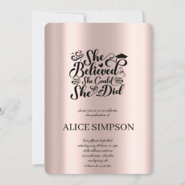 Enkel roséguld examensinvitation inbjudningar