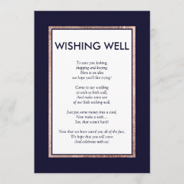 Enkel Roséguld Kantad Marin Bröllopshälsning Inbjudningar