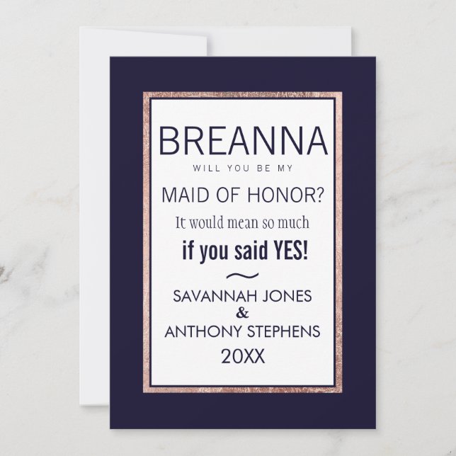 Enkel roséguld kantad marinbrudjungfru inbjudningar (Framsida)