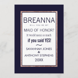 Enkel roséguld kantad marinbrudjungfru inbjudningar