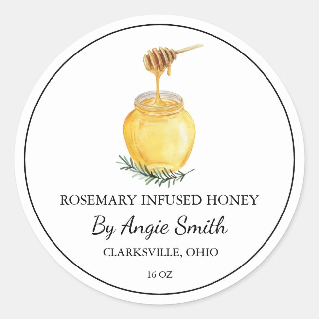 Enkel Rosemary Kryddad Honung Etikett (Framsida)