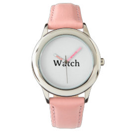 Enkel Rostfri Stål Pink Läderrem för Barn Armbandsur