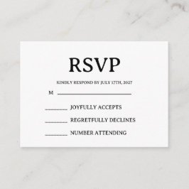Enkel RSVP-kort för bröllop Tilläggskort