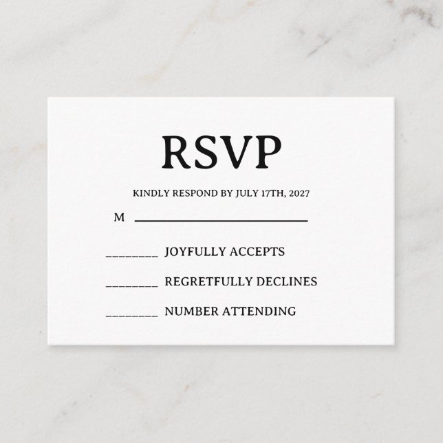 Enkel RSVP-kort för bröllop Tilläggskort (Framsida)