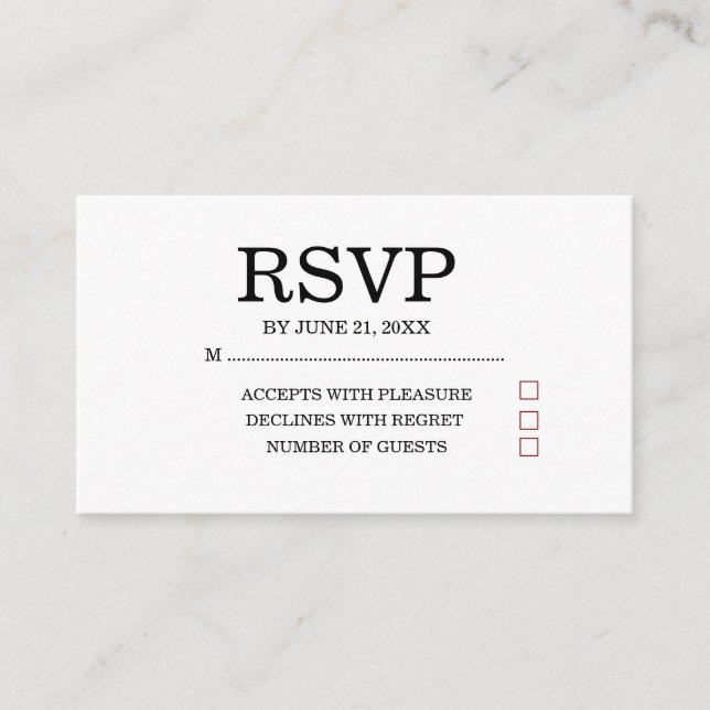 Enkel RSVP-kort för bröllop Tilläggskort (Framsida)