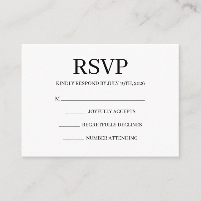 Enkel RSVP-kort för bröllop Tilläggskort (Framsida)