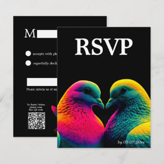 🌈 Enkel RSVP-kort med QR-kod Duvor av löfte OSA Kort