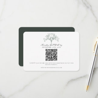 Enkel RSVP Skoggrön Fransk Toile Duvor Konst OSA Kort