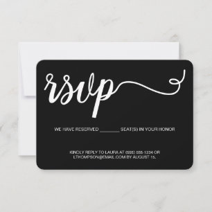 Enkel RSVP Svart (utan postning) Reserverad plats OSA Kort