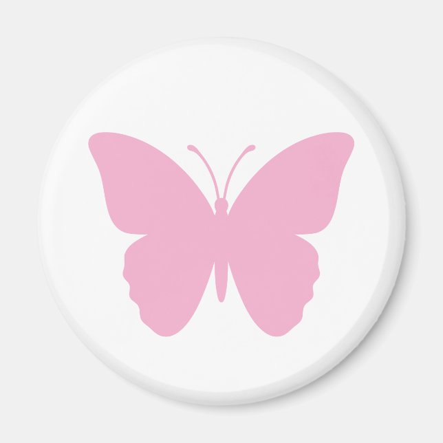 Enkel rund design med rosa fjäril magnet (Framsidan)