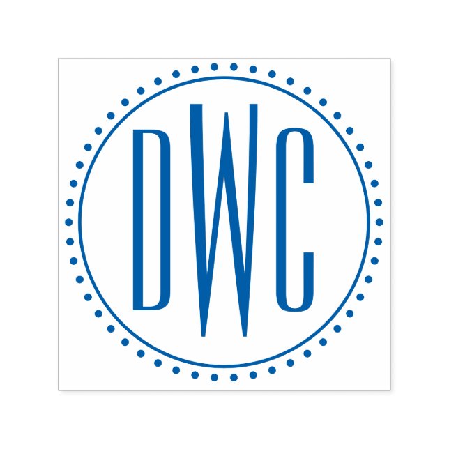 Enkel runda Ram 3 Initial Brev Monogram #8MSD Självfärgande Stämpel (Design)