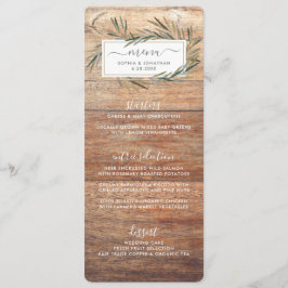 Enkel Rustic Barnwood Botanical Herb Bröllop Menu Meny