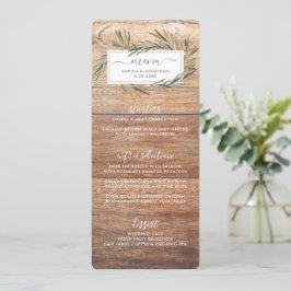 Enkel Rustic Barnwood Botanical Herb Bröllop Menu Meny