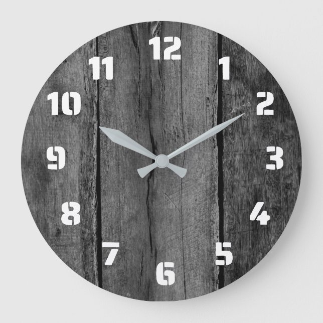 Enkel Rustic Black Distress Wood Farmhouse Stor Klocka (Framsida)