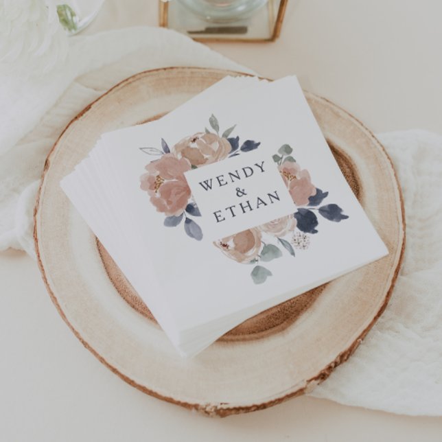 Enkel Rustic Blommigt Bröllop Napkins Pappersservett (Skapare uppladdad)