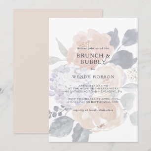 Enkel Rustic Blommigt Brunch och Bubly Shower Invi Inbjudningar
