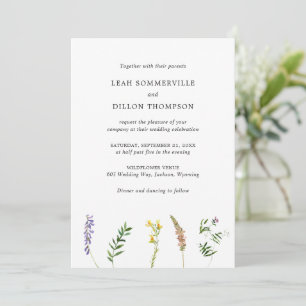 Enkel Rustic Blommigt Wildblomma Elegant bröllop Inbjudningar