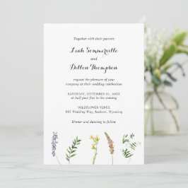 Enkel Rustic Blommigt Wildblomma Elegant bröllop Inbjudningar