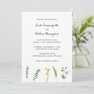 Enkel Rustic Blommigt Wildblomma Elegant bröllop Inbjudningar