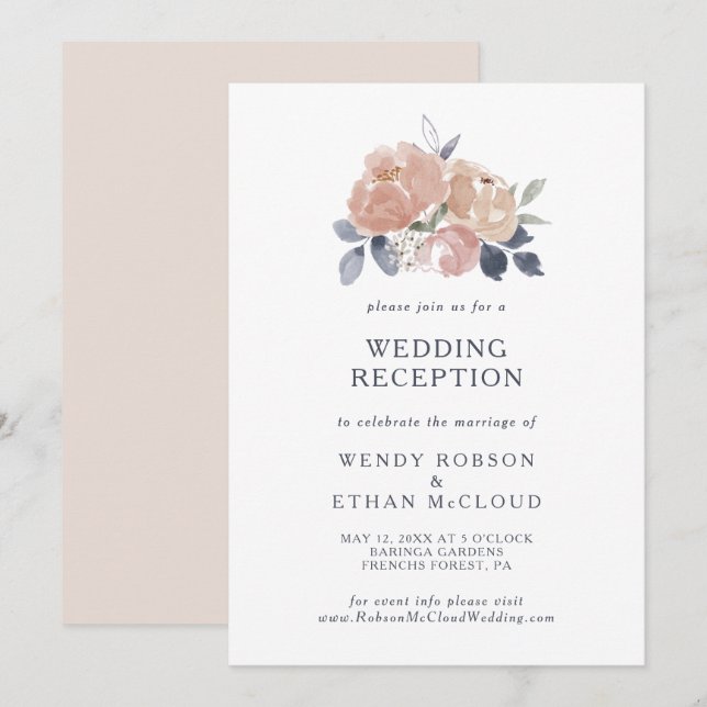 Enkel rustic blomsterbröllopsmottagning inbjudan (Fram/baksida)