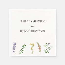 Enkel Rustic Boho Blommigt Wildblomma Bröllop Pappersservett