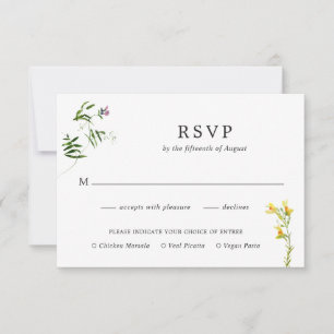 Enkel Rustic Boho Blommigt Wildblomme Meal Bröllop OSA Kort