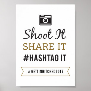 Enkel Rustic Bröllop 5x7 Hashtag-signatur Poster