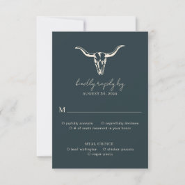 Enkel Rustic Bröllop Cow Skull Rust Bröllop OSA Kort