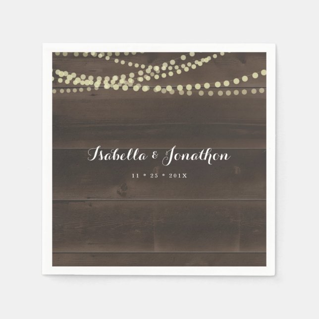Enkel Rustic Bröllop Pappersservett (Framsidan)