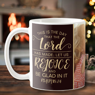 Enkel Rustic Brown & Guld Bible Verse Christian Kaffemugg