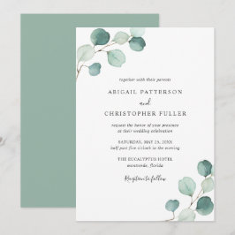 Enkel Rustic Eucalyptus Greenery Elegant bröllop Inbjudningar