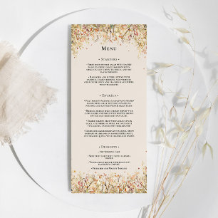 Enkel Rustic Fall Beige Bröllop Flat Menu Meny