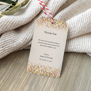 Enkel Rustic Fall Beige Bröllop Tack Presentetikett
