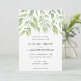Enkel Rustic Greenery Elegant bröllop Inbjudningar