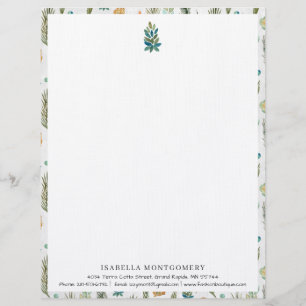 Enkel Rustic Greenery Monogram Letterhead Brevhuvud