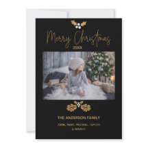 Enkel Rustic Guld och Black Photo God jul