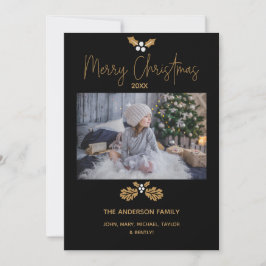 Enkel Rustic Guld och Black Photo God jul Julkort