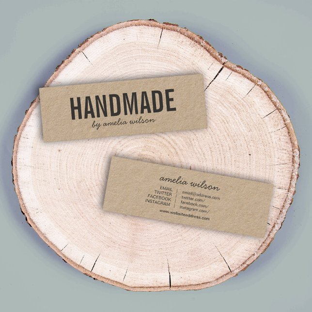 Enkel Rustic Handmade Social Media Kraft Mini Visitkort (Skapare uppladdad)