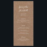 Enkel Rustic Kraft Brown Menu Meny<br><div class="desc">Det här anpassadet-menykortet är designat att samordna med vår minimalistiska Rustic Collection och har ett vitt klassiskt teckensnitt på en effektbakgrund. Detta är en enkel och minimalistisk rastsamling, mycket mångsidig och lämplig för vilken säsong som helst i bröllop. Om du vill göra en mer avancerad anpassning av den här designen,...</div>