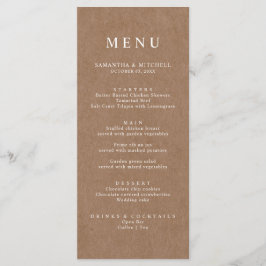 Enkel Rustic Kraft Brown Menu Meny