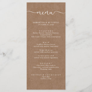 Enkel Rustic Kraft Brown Menu Meny