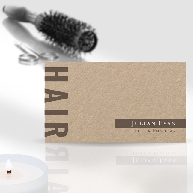 Enkel Rustic Kraft Hair Stylist Barber Visitkort (Skapare uppladdad)