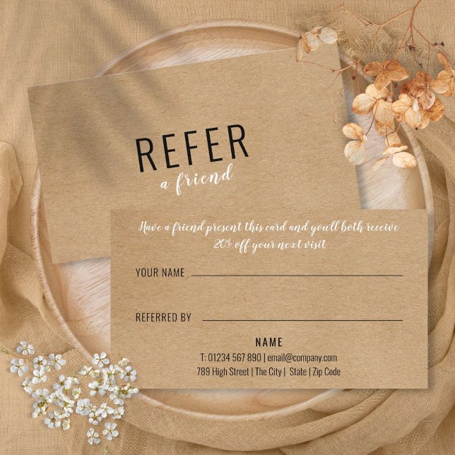 Enkel Rustic Kraft Modern Rabattkort (Simple Rustic Kraft Modern Referral Card)
